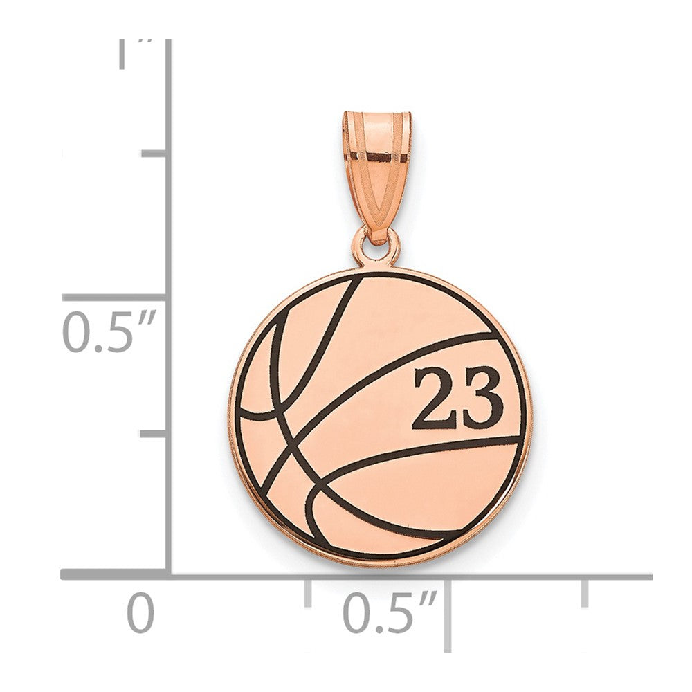 Sterling Silver/Rose-plated Basketball Epoxy Pendant