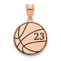 Sterling Silver/Rose-plated Basketball Epoxy Pendant
