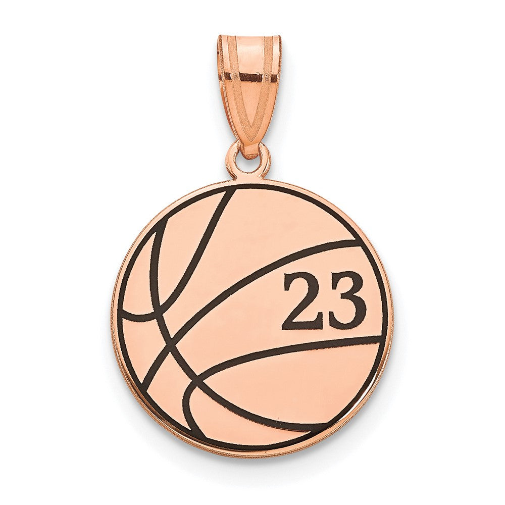 Sterling Silver/Rose-plated Basketball Epoxy Pendant