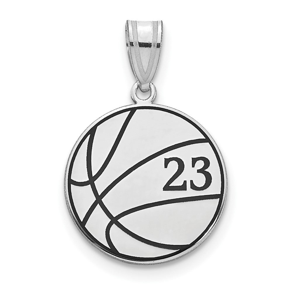 Sterling Silver/Rhodium-plated Basketball Epoxy Pendant