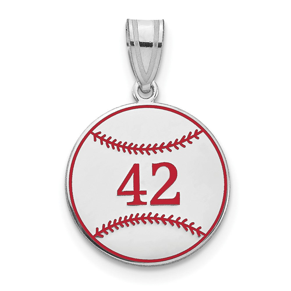 SS/Rhodium-plated Personalized Baseball Epoxy Pendant