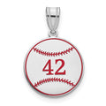 14k White Gold Personalized Baseball Epoxy Pendant