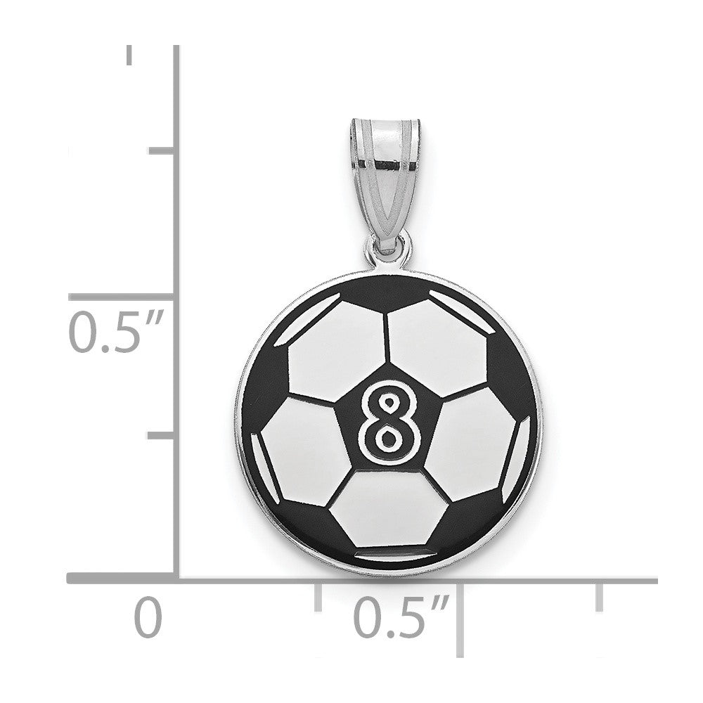 Sterling Silver/Rhodium-plated Personalized Soccer Ball Epoxy Pendant
