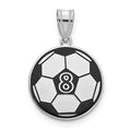 Sterling Silver/Rhodium-plated Personalized Soccer Ball Epoxy Pendant