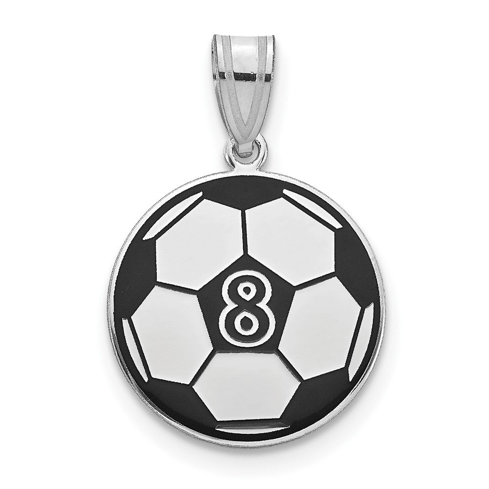 Sterling Silver/Rhodium-plated Personalized Soccer Ball Epoxy Pendant