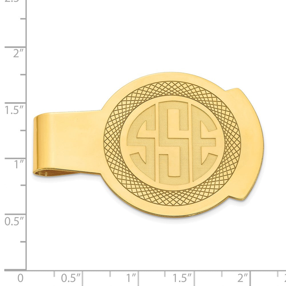 SS/Gold-plated Recessed Letter Monogram Round Money Clip