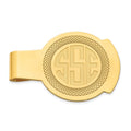 14k Yellow Gold Recessed Letter Monogram Round Money Clip
