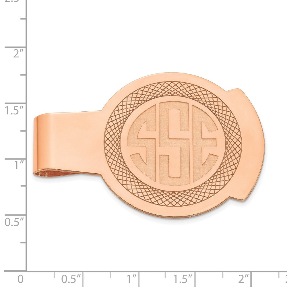 SS/Rose-plated Recessed Letter Monogram Round Money Clip