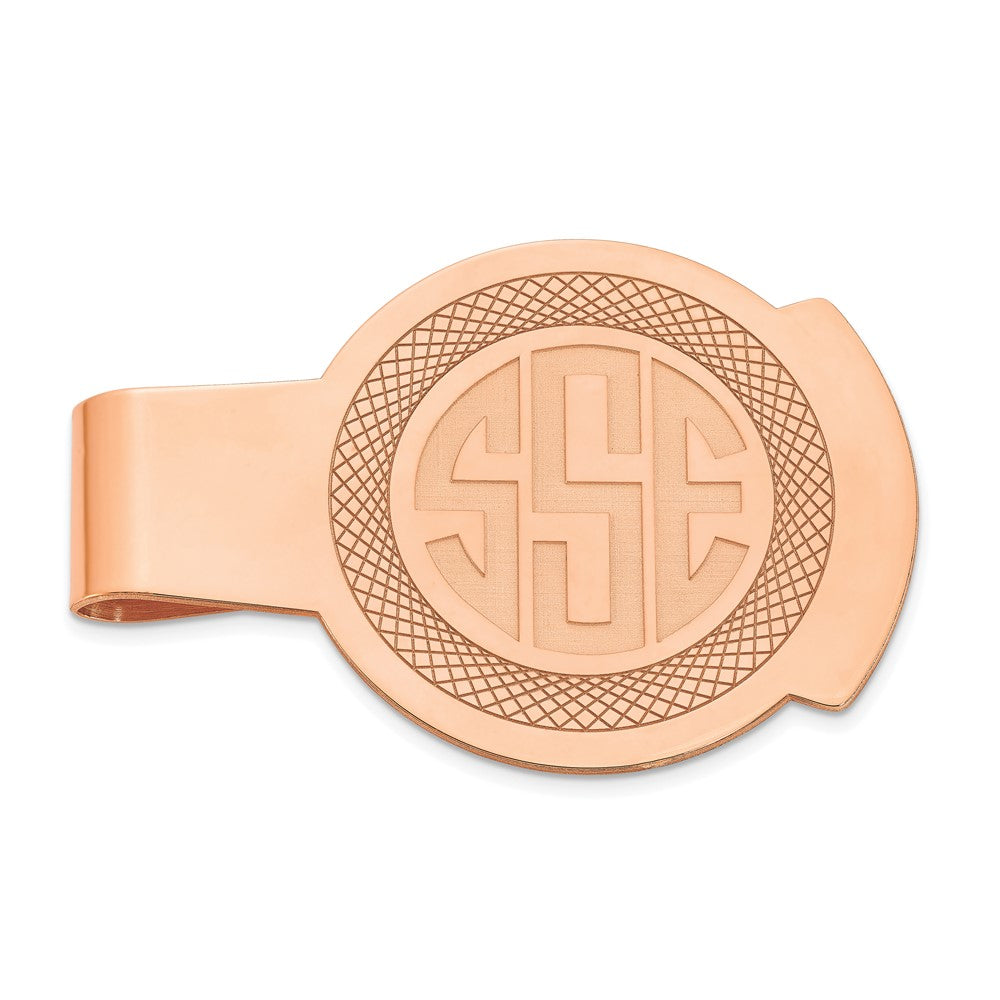 SS/Rose-plated Recessed Letter Monogram Round Money Clip