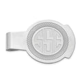14k White Gold Recessed Letter Monogram Round Money Clip