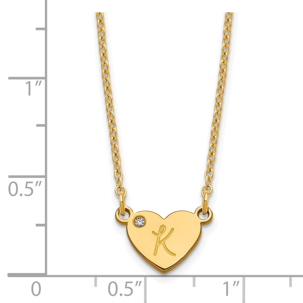 Sterling Silver/Gold-plated Initial Heart with Diamond Necklace