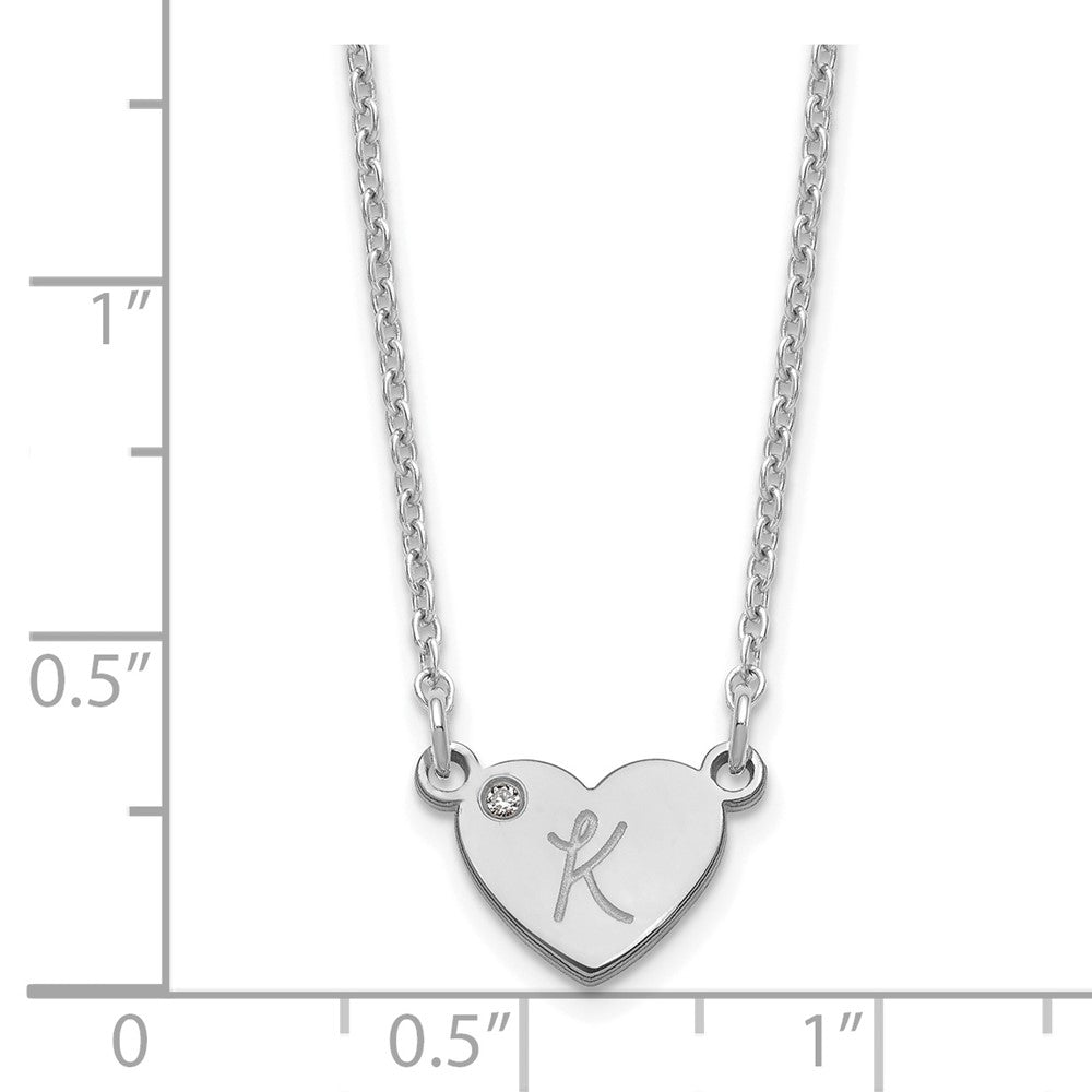 Sterling Silver/rhodium-plated Initial Heart with Diamond Necklace