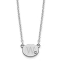 Sterling Silver/Rhodium-plated Oval Initial with Diamond Necklace