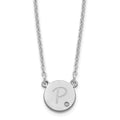 SS/Rhodium-plated Round Initial with Diamond Necklace