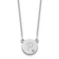14k White Gold Round Initial with Diamond Necklace