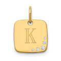 Sterling Silver/Gold-plated Cushion Initial with Diamonds Charm
