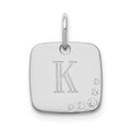 Sterling Silver/Rhodium-plated Cushion Initial with Diamond Charm