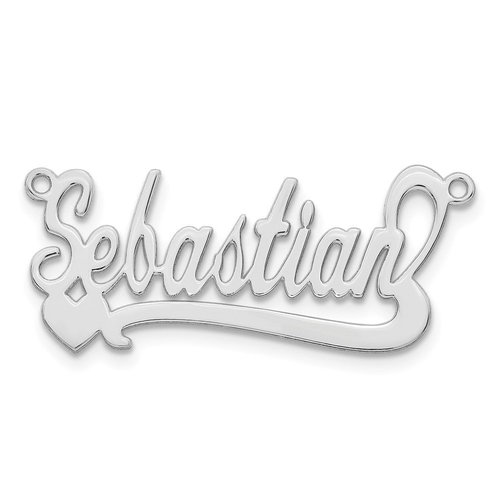 14k White Gold Polished Heart Name Plate