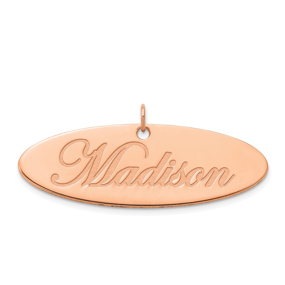 14k Rose Gold Polished Oval Name Plate