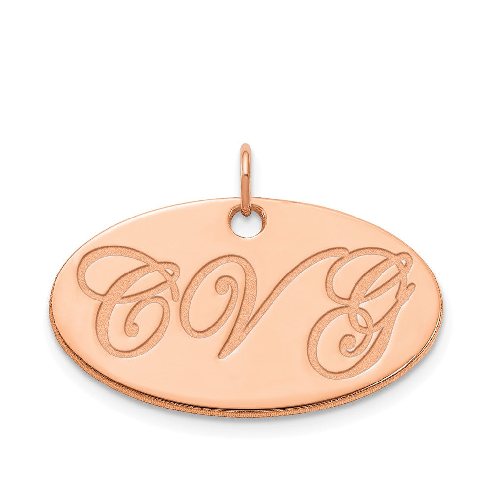 Sterling Silver/Rose-plated Polished Oval Name Plate