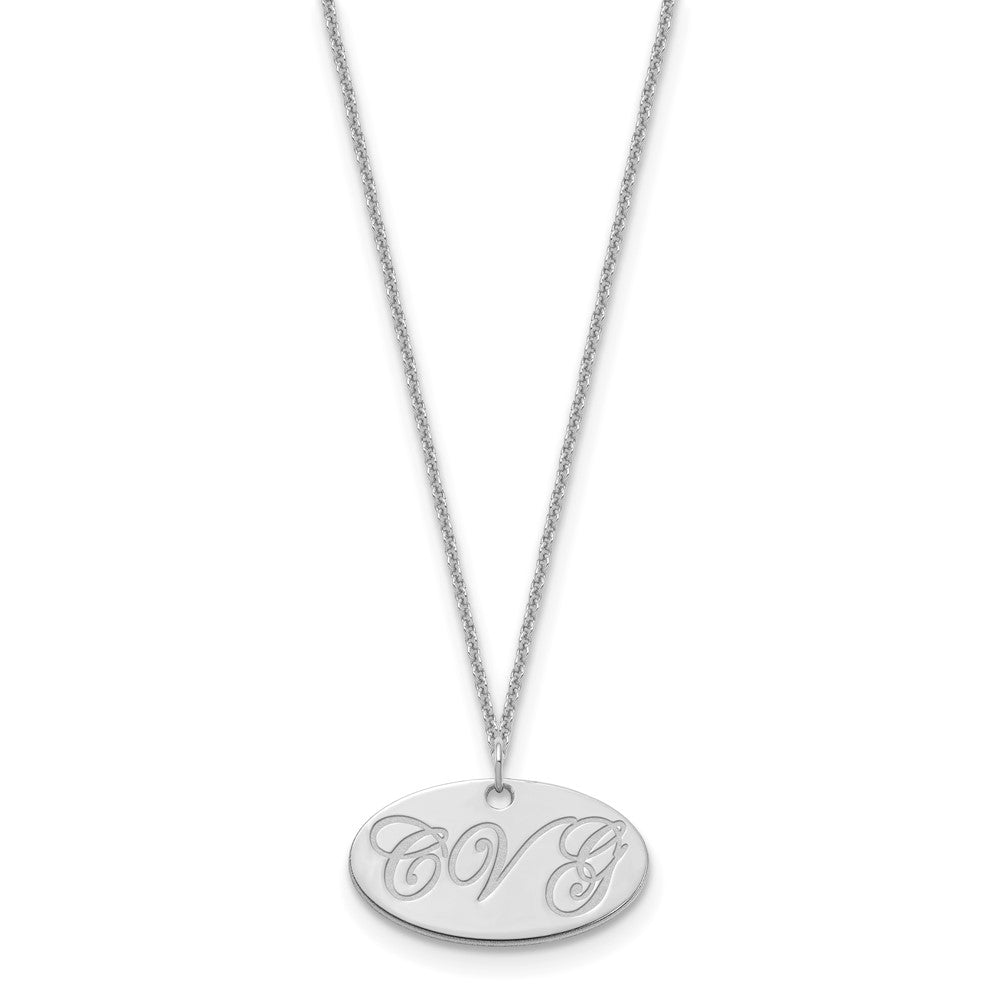 10k White Gold Polished Oval Name Plate
