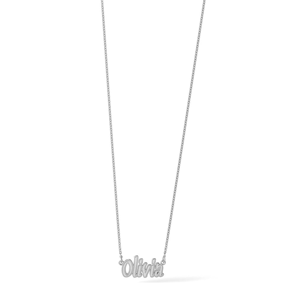 14k White Gold Etched Name Plate