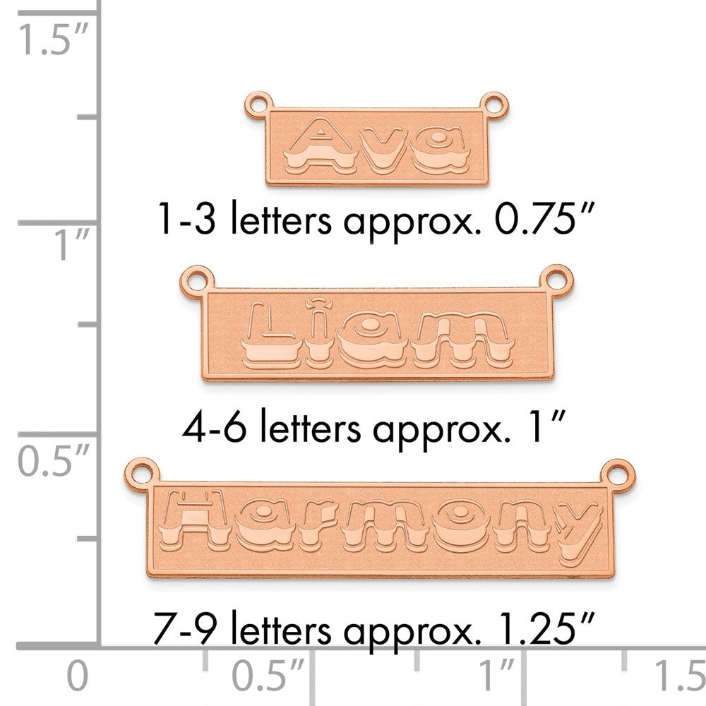 sterling Silver/Rose-plated Etched Bar Name Plate