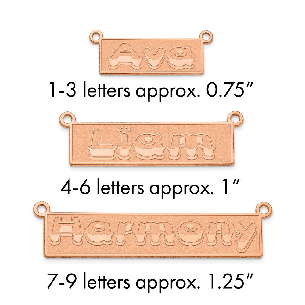 sterling Silver/Rose-plated Etched Bar Name Plate
