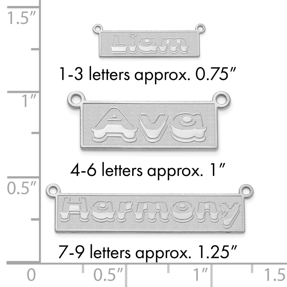 Sterling Silver/Rhodium-plated Etched Bar Name Plate