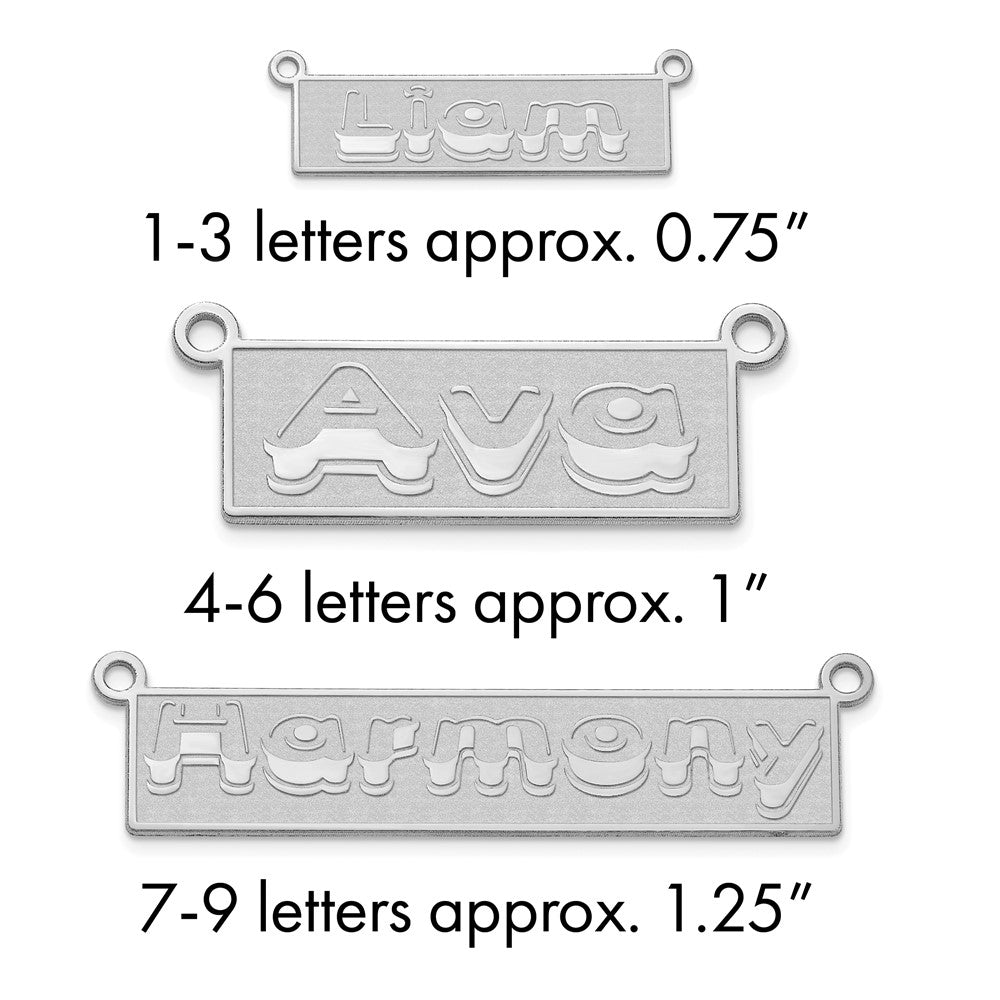 Sterling Silver/Rhodium-plated Etched Bar Name Plate