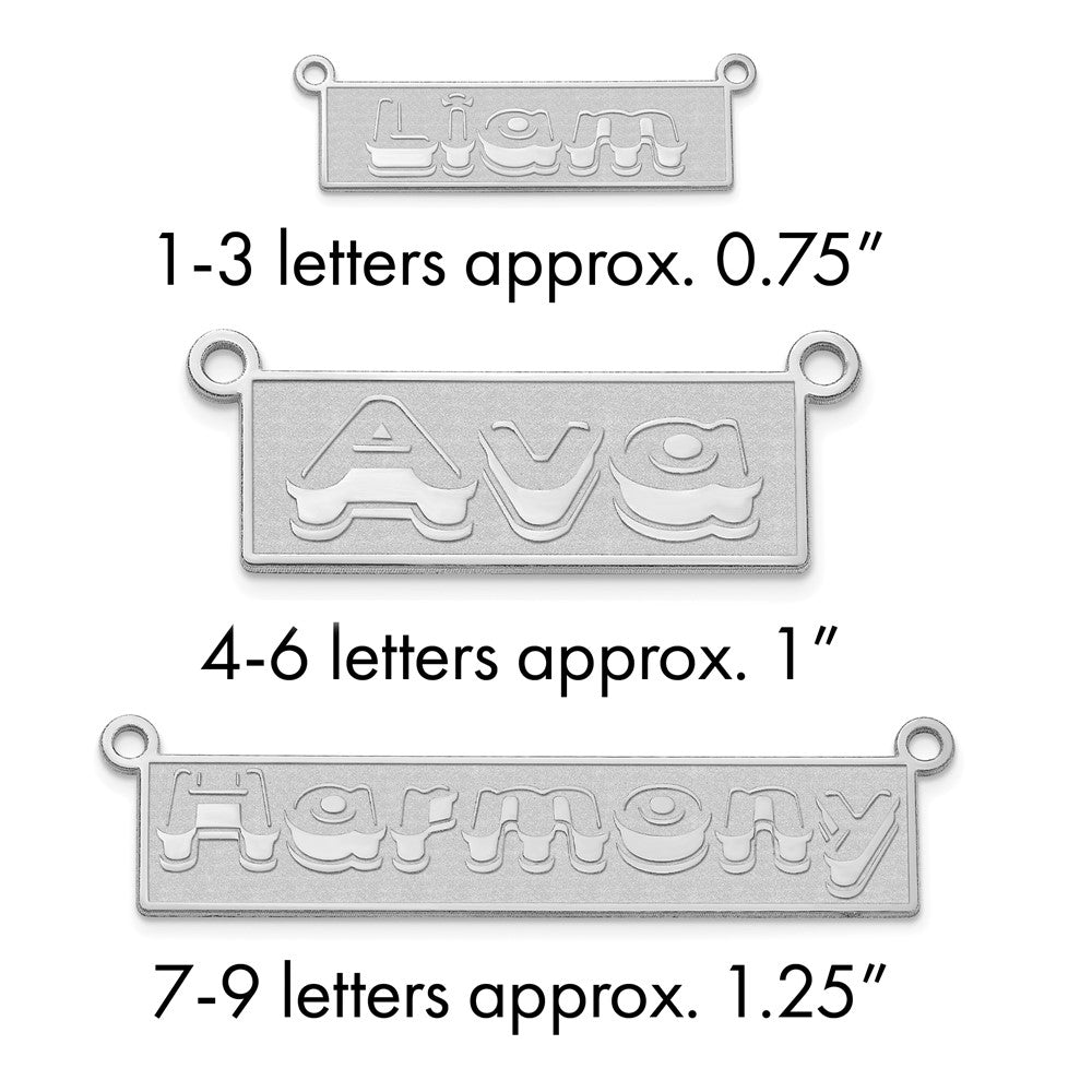 14k White Gold Etched Bar Name Plate