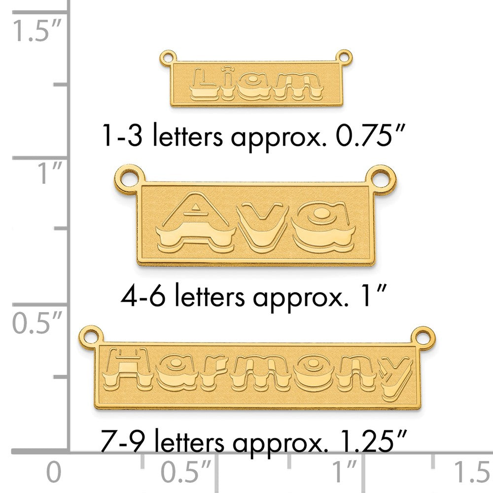 14k Yellow Gold Etched Bar Name Plate