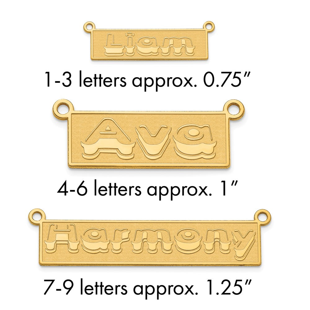 14k Yellow Gold Etched Bar Name Plate