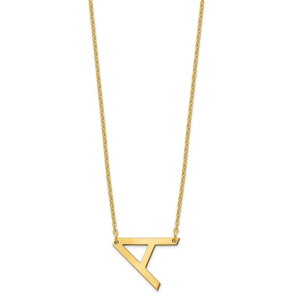Sterling Silver Gold Plated Polished Small Letter A Necklace