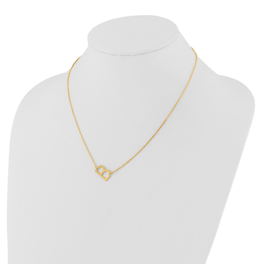Sterling Silver Gold Plated Polished Small Letter B Necklace