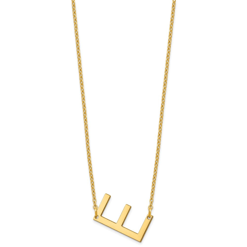 Sterling Silver Gold Plated Polished Small Letter E Necklace