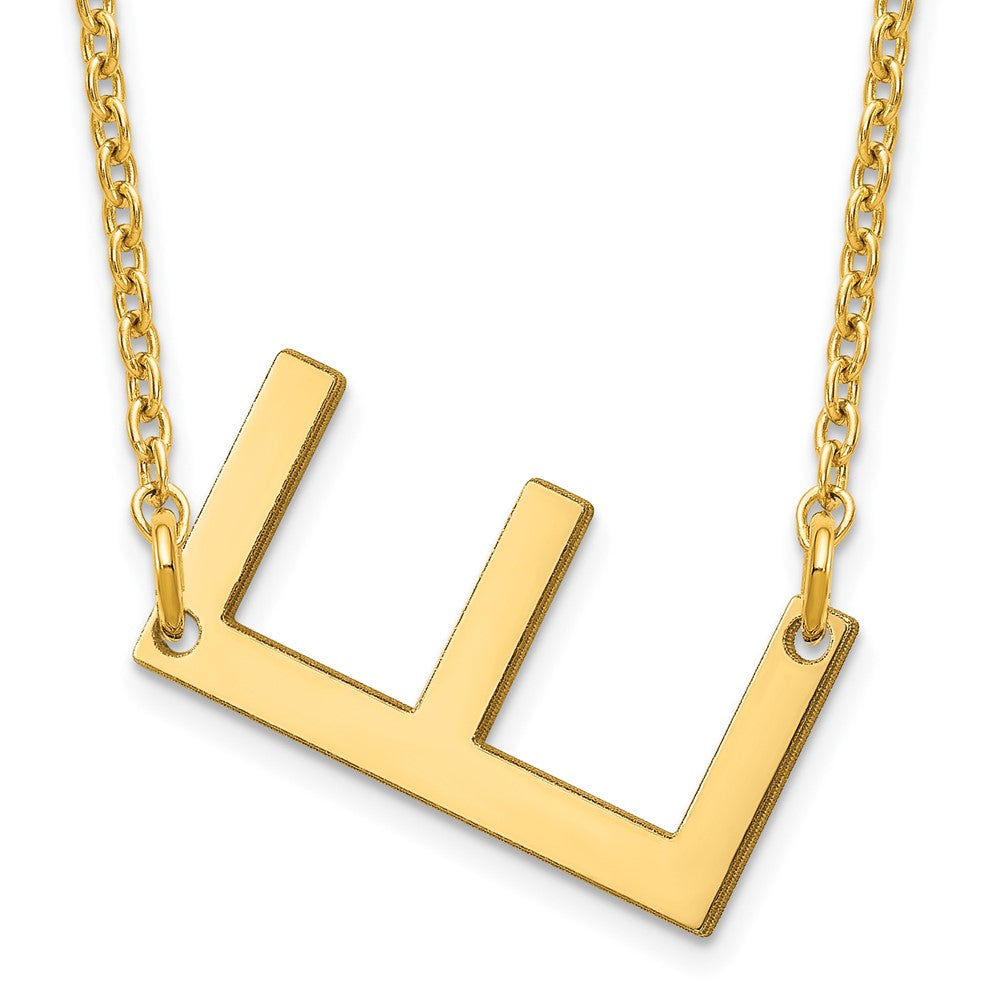 Sterling Silver Gold Plated Polished Small Letter E Necklace