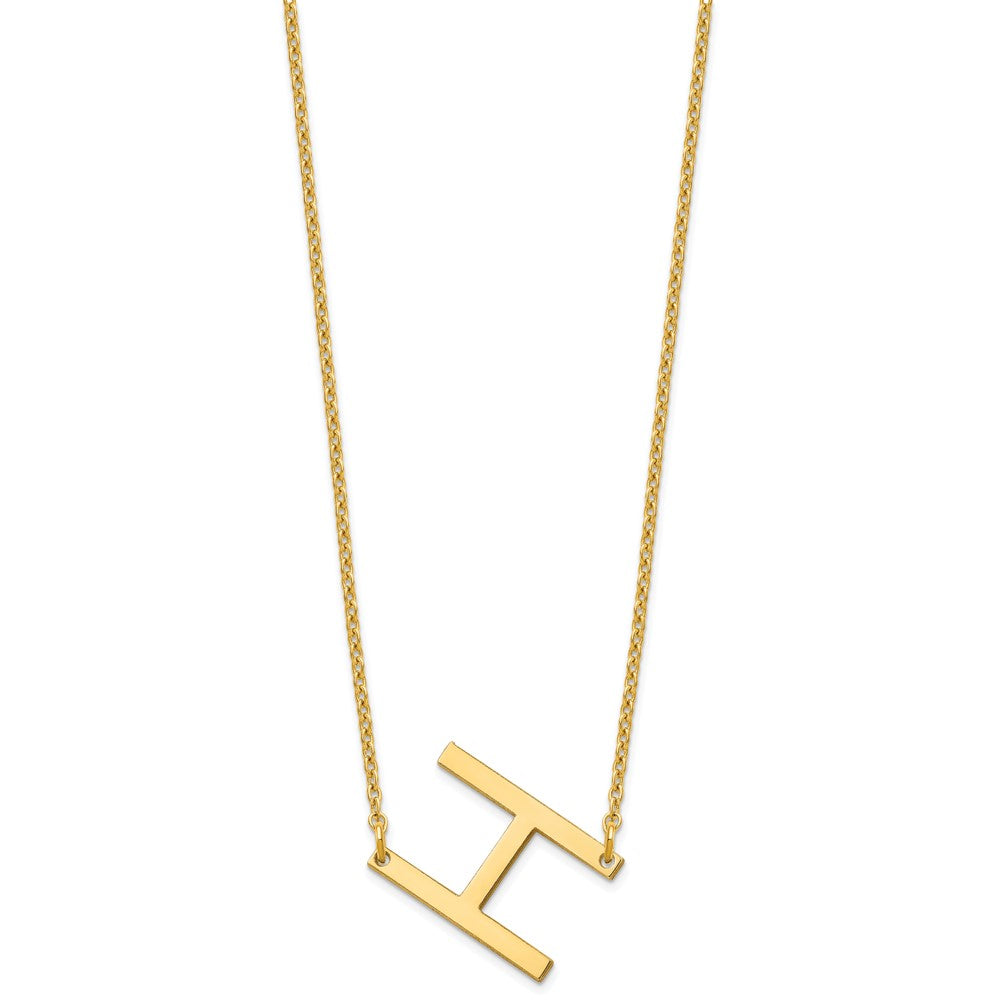 Sterling Silver Gold Plated Polished Small Letter H Necklace