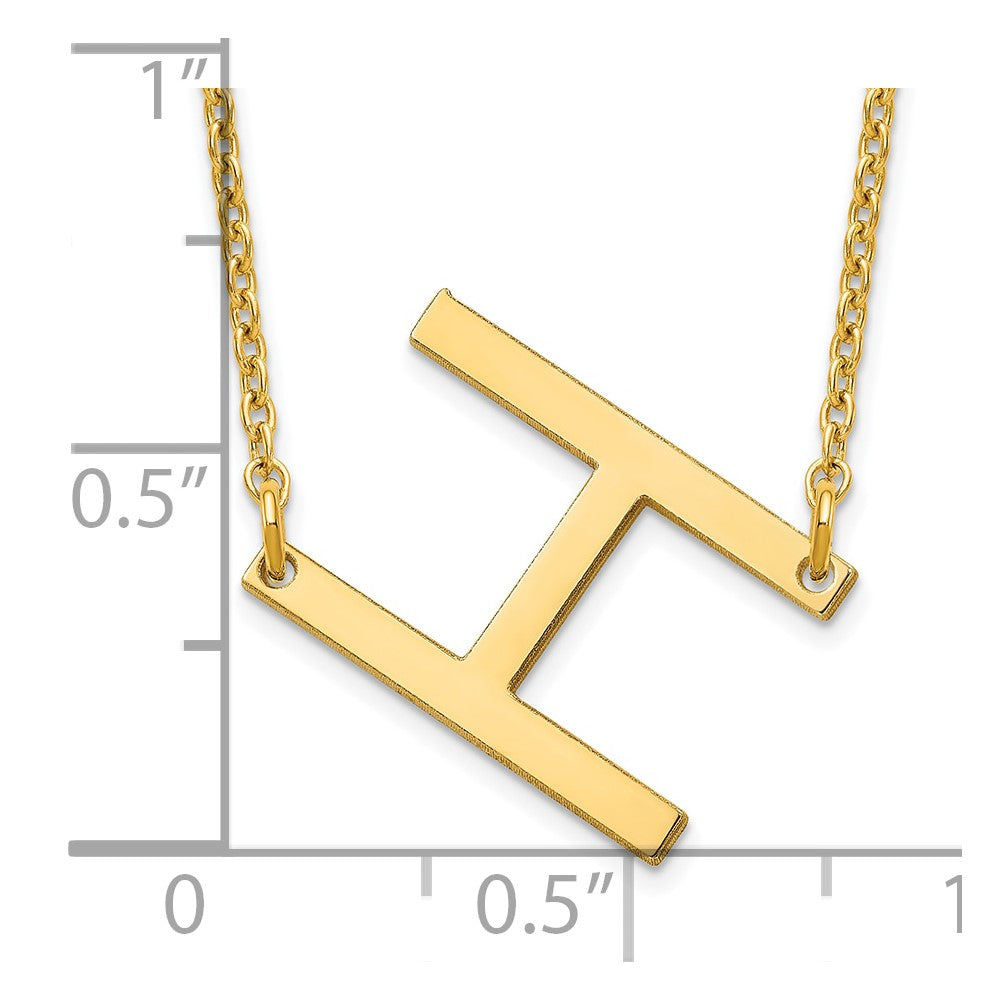 Sterling Silver Gold Plated Polished Small Letter H Necklace