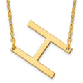Sterling Silver Gold Plated Polished Small Letter H Necklace