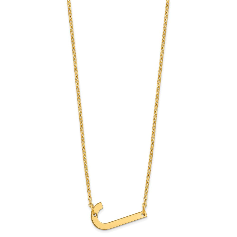 Sterling Silver Gold Plated Polished Small Letter J Necklace