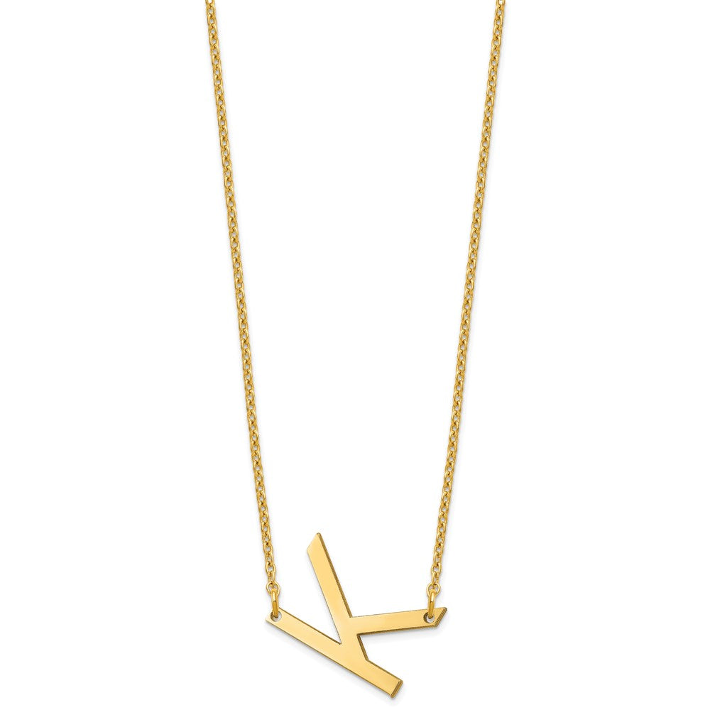 Sterling Silver Gold Plated Polished Small Letter K Necklace