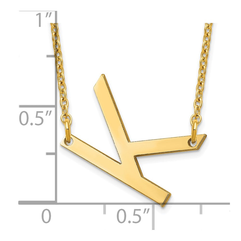 Sterling Silver Gold Plated Polished Small Letter K Necklace