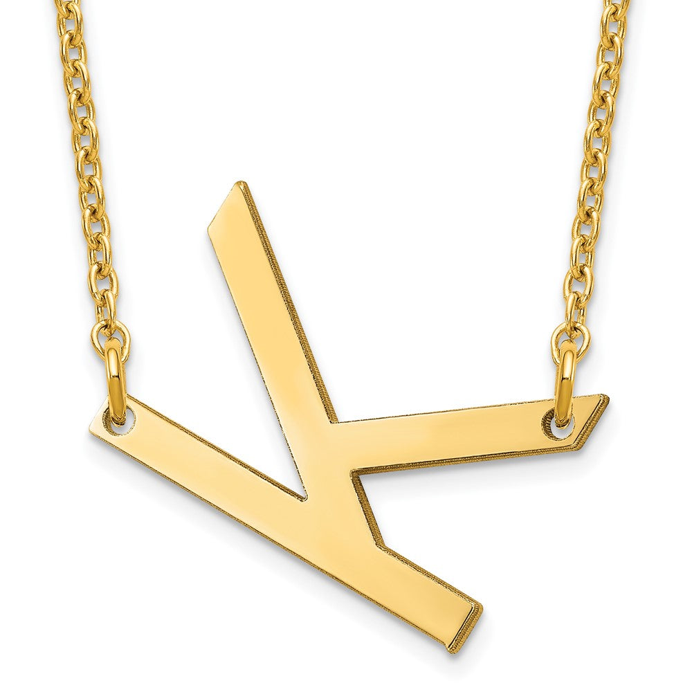 Sterling Silver Gold Plated Polished Small Letter K Necklace