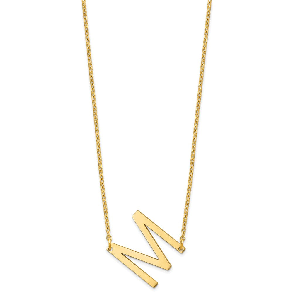 Sterling Silver/Gold-plated Small Sideways Initial M Necklace
