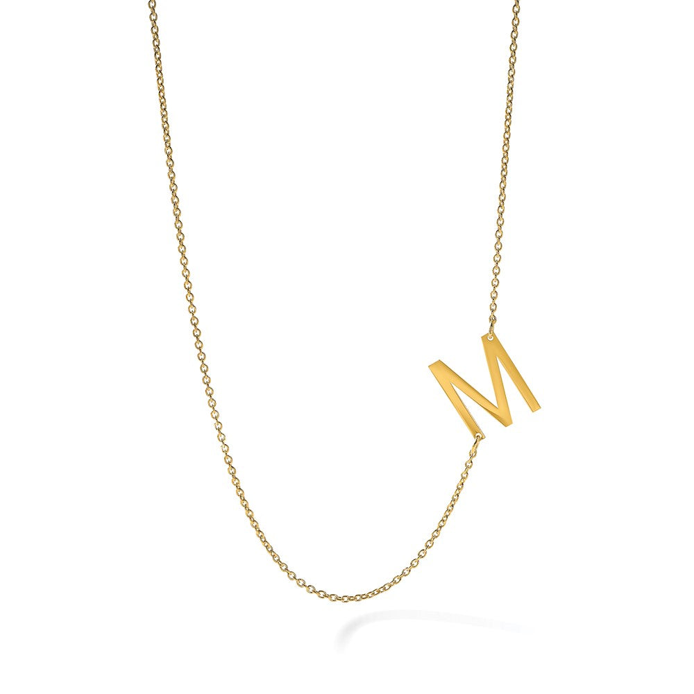 Sterling Silver/Gold-plated Small Sideways Initial M Necklace