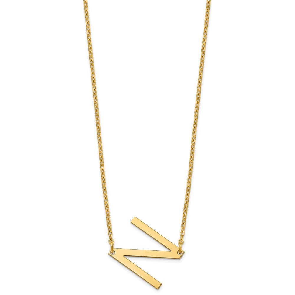 Sterling Silver Gold Plated Polished Small Letter N Necklace