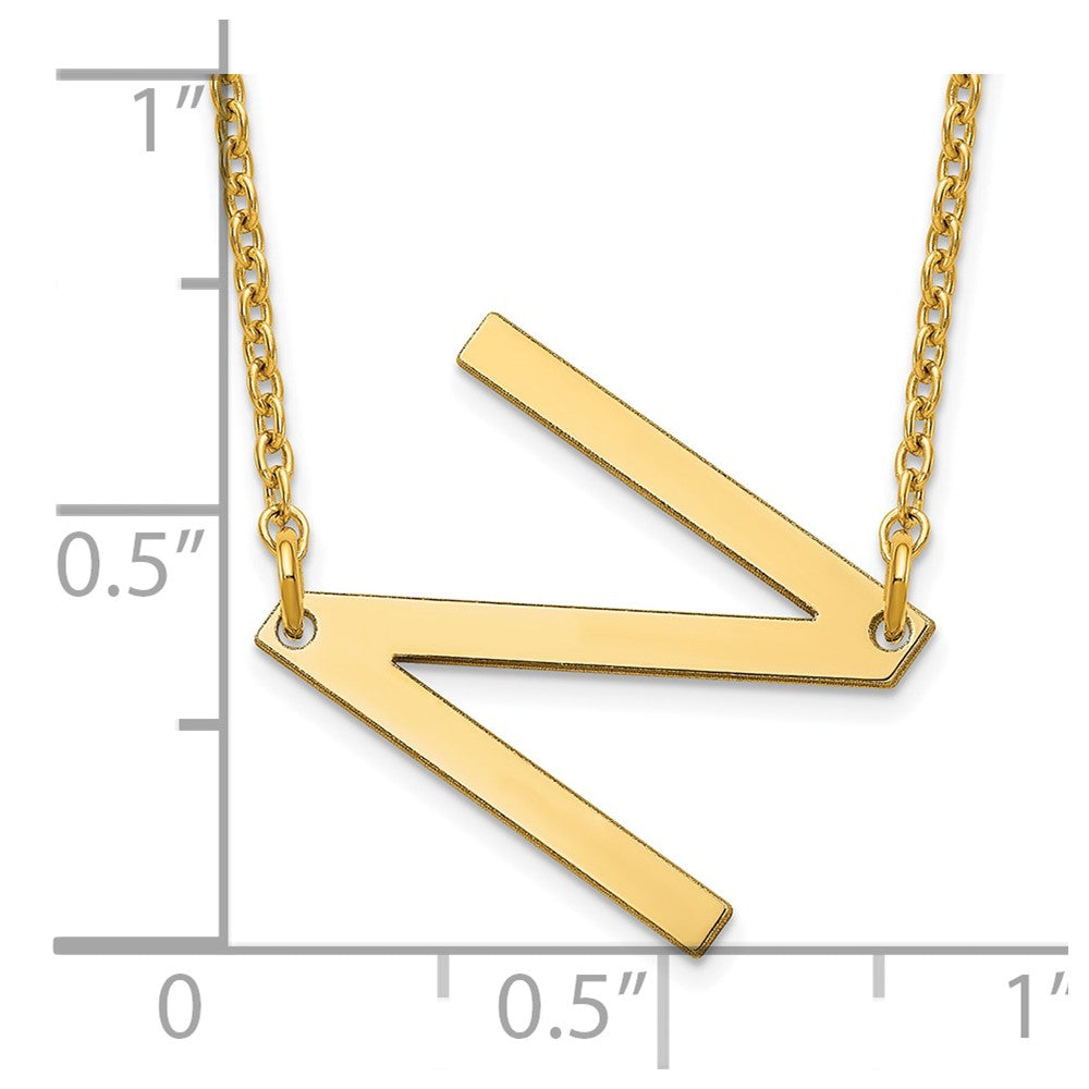 Sterling Silver Gold Plated Polished Small Letter N Necklace