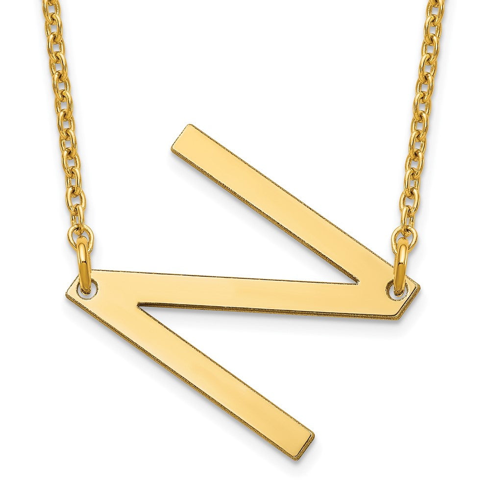 Sterling Silver Gold Plated Polished Small Letter N Necklace