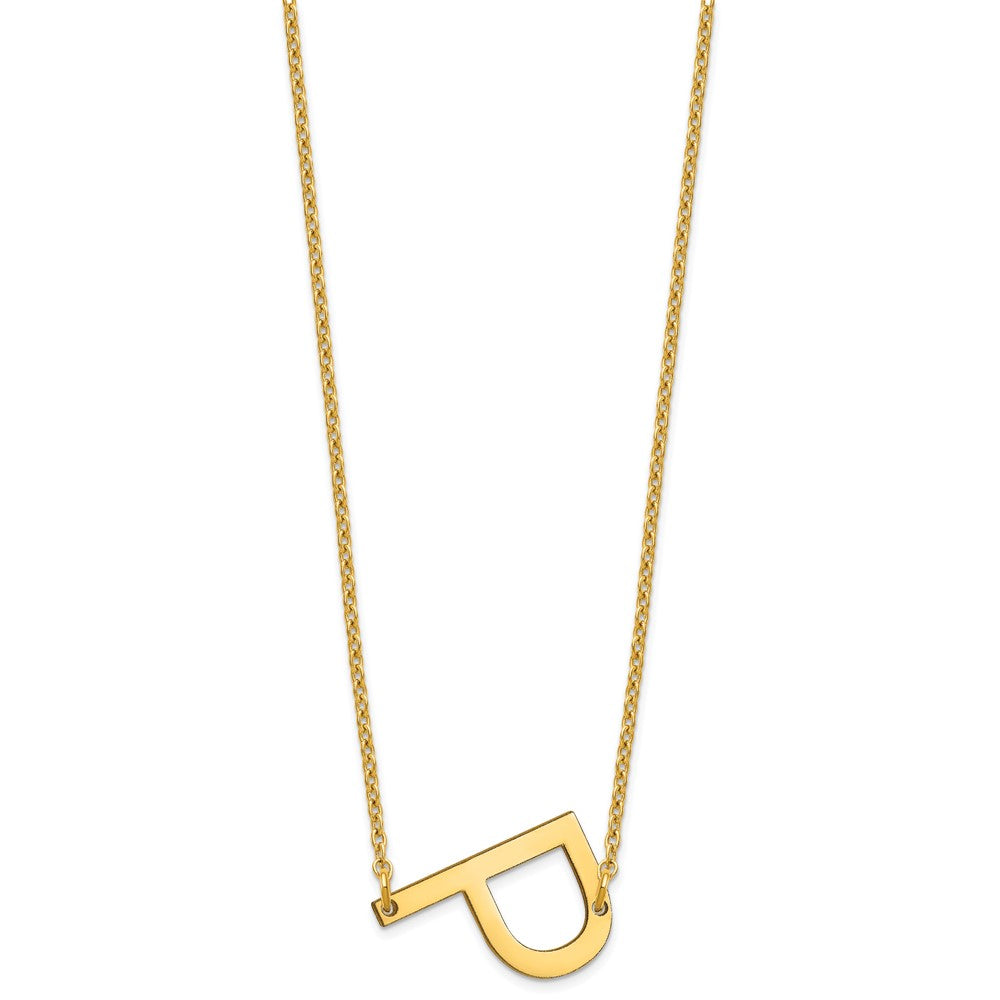 Sterling Silver Gold Plated Polished Small Letter P Necklace